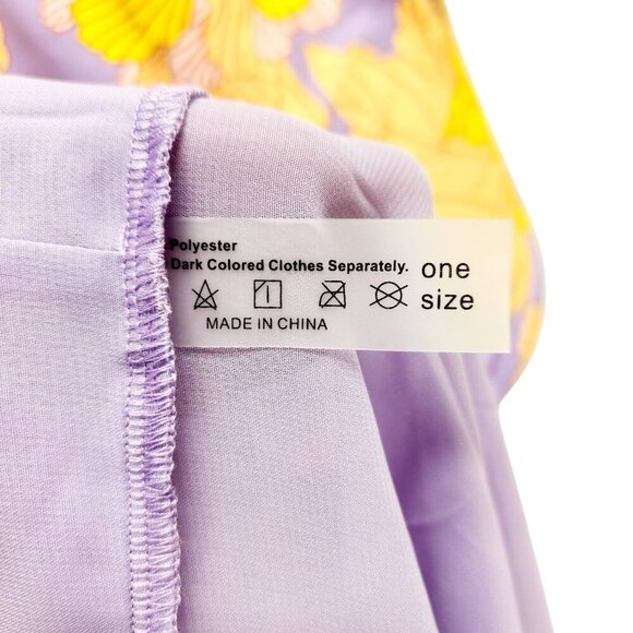 Floral One-Shoulder Ruffled Swimsuit V Neckline Yellow Lavender Womens Size XL - Picture 4 of 15